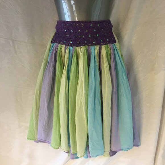 Y2K The Childrens Place Girls 12 Ruffle Skirt Green Purple Blue Long Sequin Vtg - Picture 1 of 14